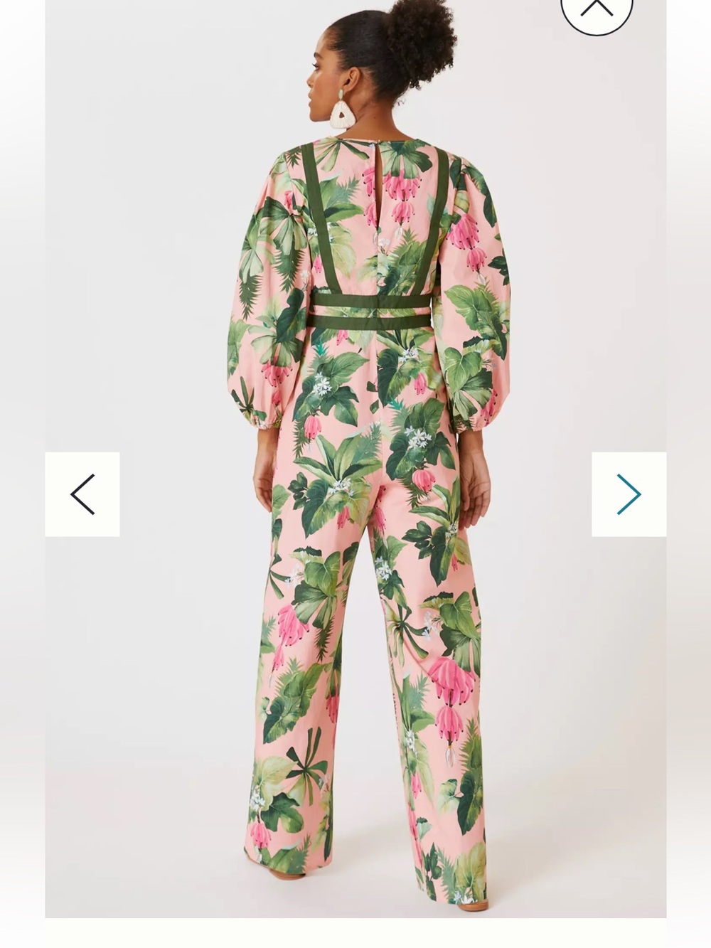 FARM Rio for Anthropologie Tropical Cotton Wide Leg Jumpsuit Pink Green Size M - Picture 2 of 12
